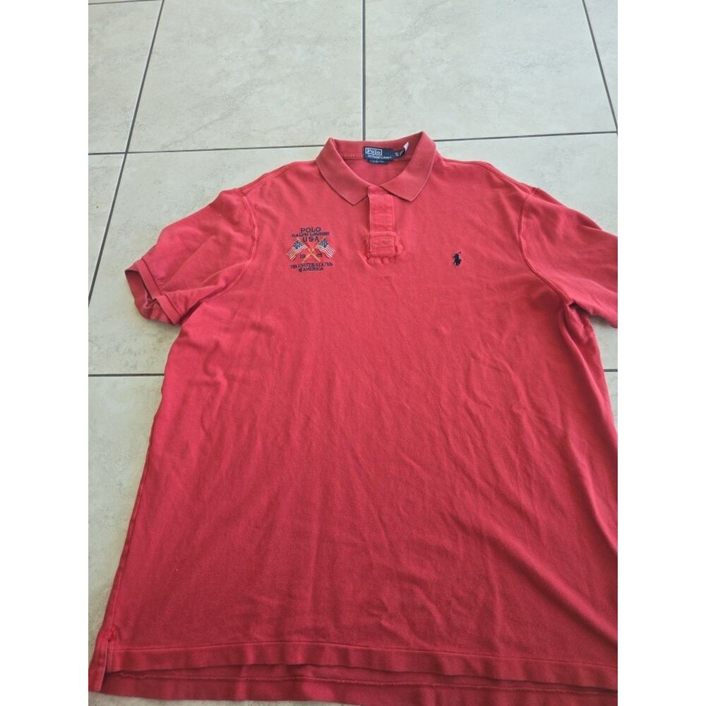 Polo Ralph Lauren Mens 2XL Big Embroidered Eagle Polo Shirt Red Preppy Y2k